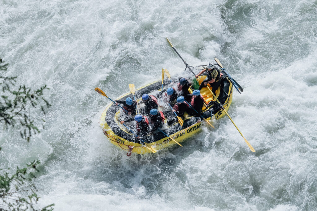 Group rafting down the Elaho River, Squamish