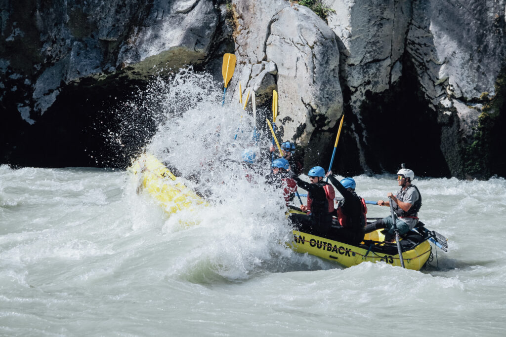 Group of rafter on a rapid on the squamish river