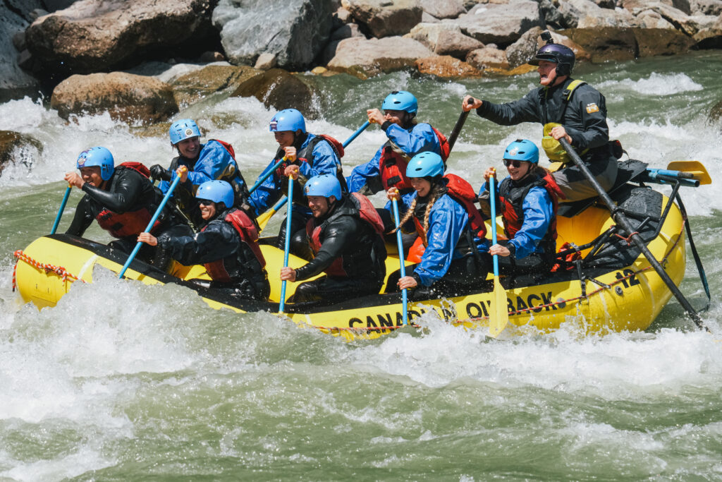 Group of rafter , rafting down the Squamish River 